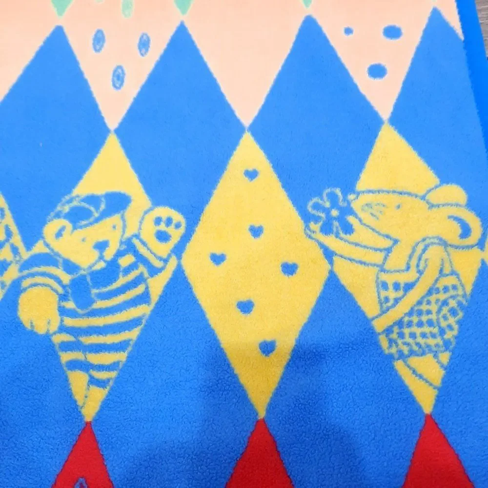 Vintage Kinderdecke Baby's best Blanket primary colors caterpillar bear mouse‎